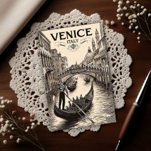 Postal Venecia Italia góndola viaje vintage