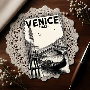Postal Venecia Italia góndola viaje vintage 