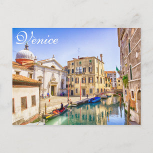 Postal Venecia Italia Góndolas Vista Ciudad Artística