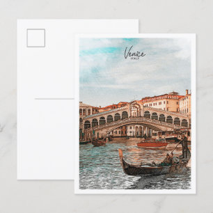 Postal Venecia Italia Hermoso paisaje de sketch de colore