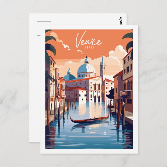 Postal Venecia Italia lugar de viaje vintage ilustracion (Anverso / Reverso)