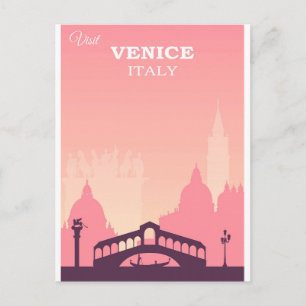 Postal Venecia Italia Poster de Viajes de Vintage Rosa