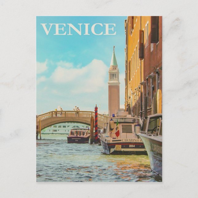 Postal Venecia Italia Poster de Viajes Vintage (Anverso)