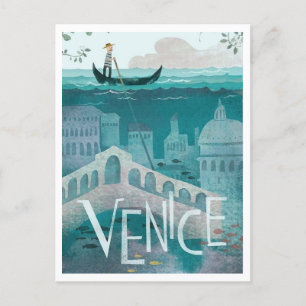 Postal Venecia, Italia, Retro de Viajes