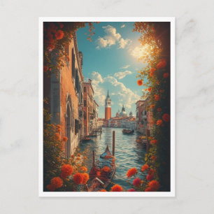 Postal Venecia Italia Turismo Romántico Amantes Colorido 