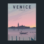 Postal Venecia Italia Viaje Arte Vintage<br><div class="desc">Diseño de arte vectorial de Venecia. No tiene carreteras,  sólo canales -incluida la vía del Gran Canal- bordeados de palacios renacentistas y góticos.</div>