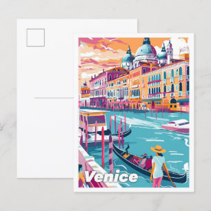 Postal Venecia Italia Viaje de Ilustracion de arte