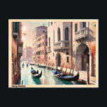 Postal Venecia Italia Viaje Vintage<br><div class="desc">Venecia de la Vintage, Italia Postcard: Icónica vista al canal con góndolas - Colectivo Alcance italiano Memorabilia Vintage Venecia, Italia Postcard: A Timeless Glimpse of the Floating City Experimenta el encanto romántico de Venecia con esta postal vintage, con una cautivadora vista al canal adornada con icónicas góndolas grácilmente a través...</div>