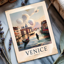 Postal Venecia Italia Viaje Vintage Watercolor Grand Cana