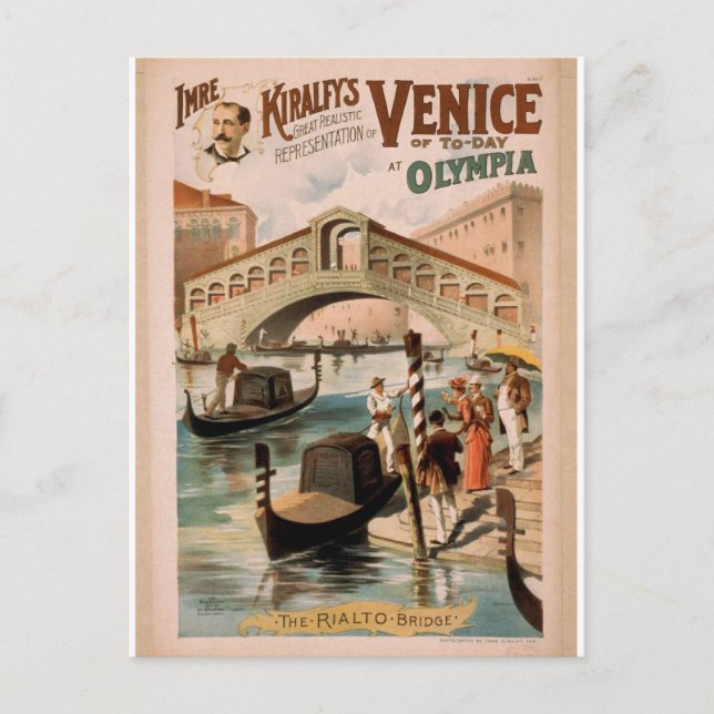 Postal Venecia, la novia del mar, el puente de Rialto (Anverso)