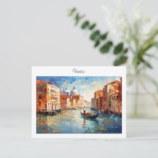 Postal Venecia pintada con postal, Italia (Anverso de pie)