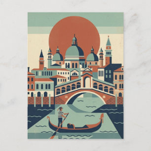 Postal Venecia retro Italia Viajes antiguos góndola Canal