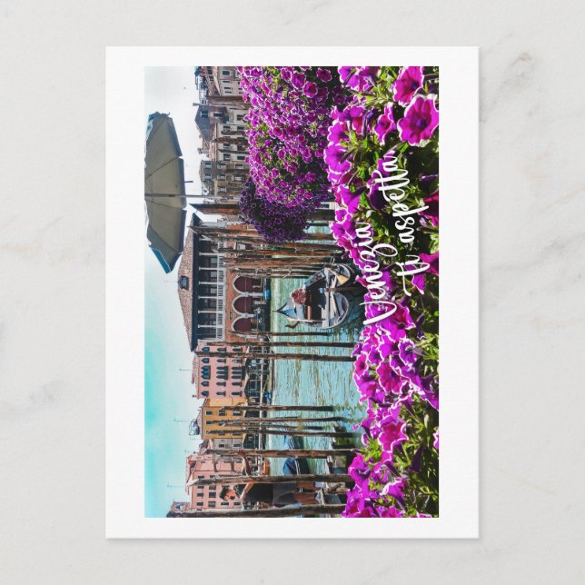 Postal Venecia te espera. Gondola, Venezuela. Italia, (Anverso)