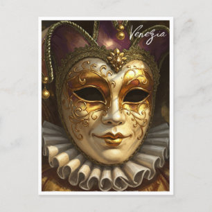 Postal Venecia Venecia Italia Máscara de Carnaval