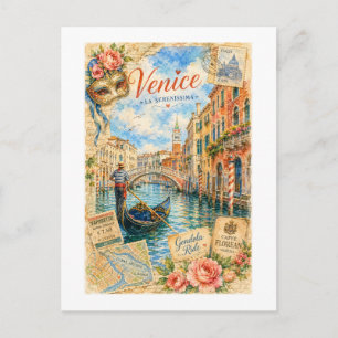 Postal Venecia Vintage Italia La Serenísima Viajes 