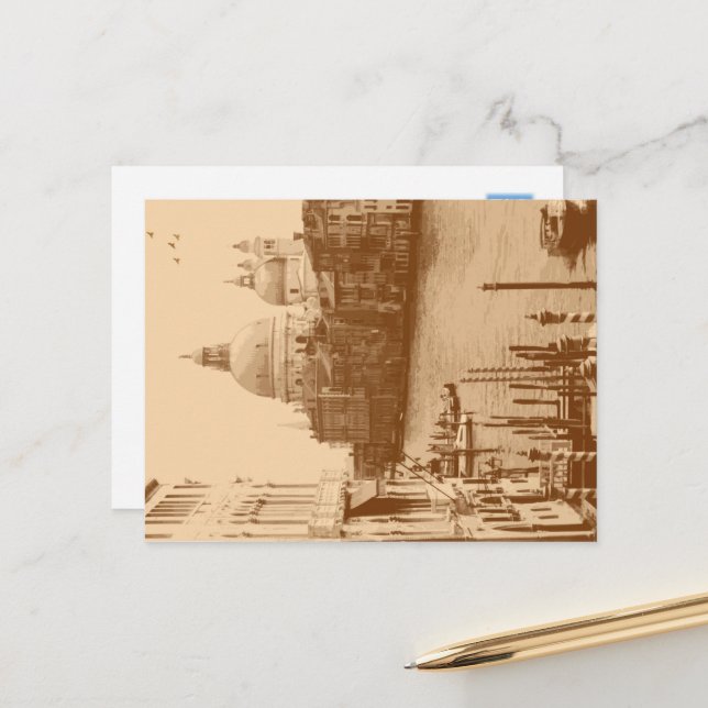 Postal Venecia y el Gran Canal de Taupe (Anverso/Reverso In Situ)