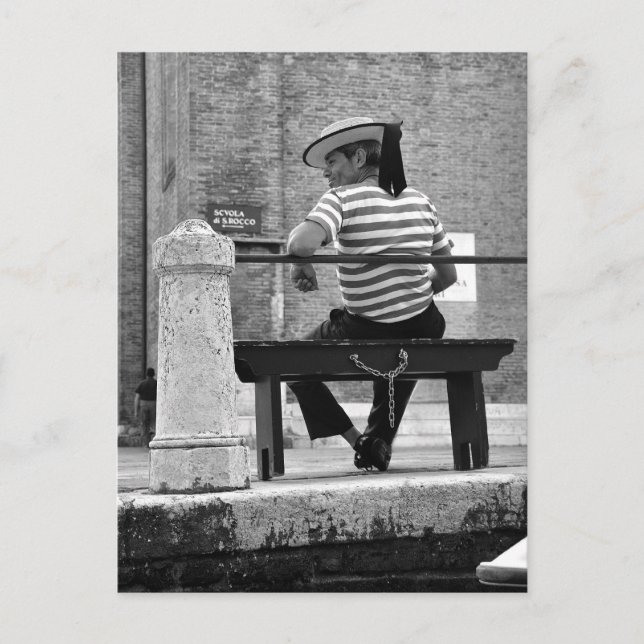 Postal Venetian Gondolier Postcard (Anverso)