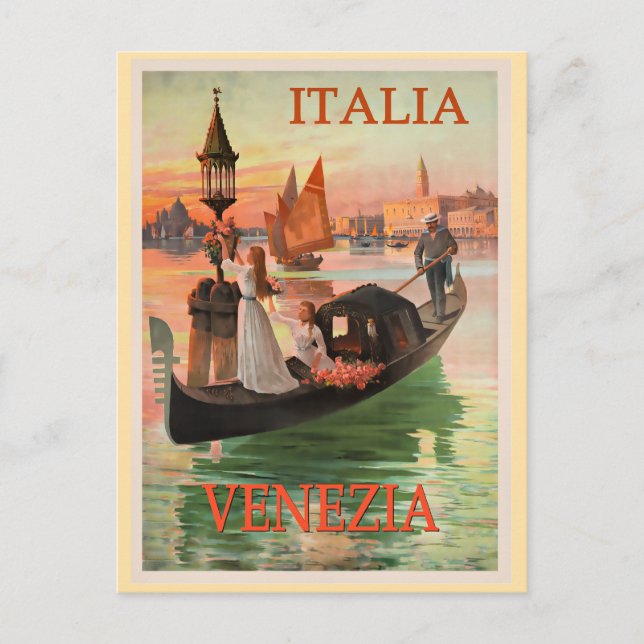 Postal Venezia, Italia vintage travel poster, (Anverso)