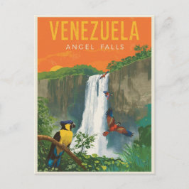 Postal Venezuela Angel cae arte de viajes retro