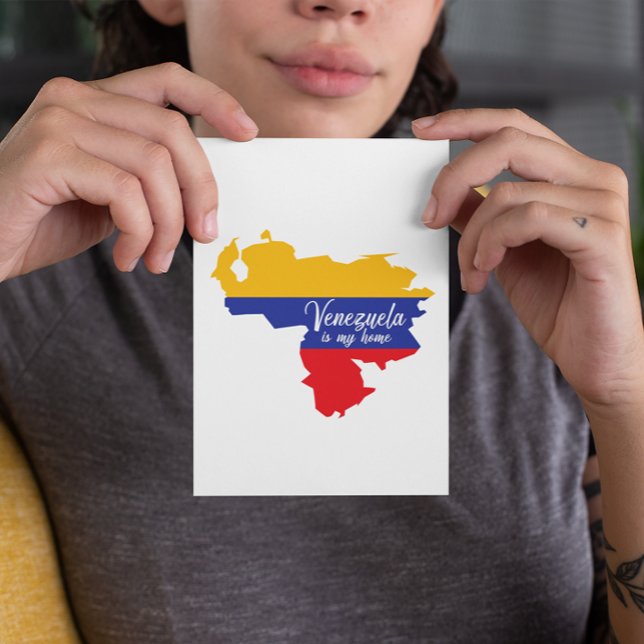 Postal Venezuela es mi hogar (venezuela flag map postcard)