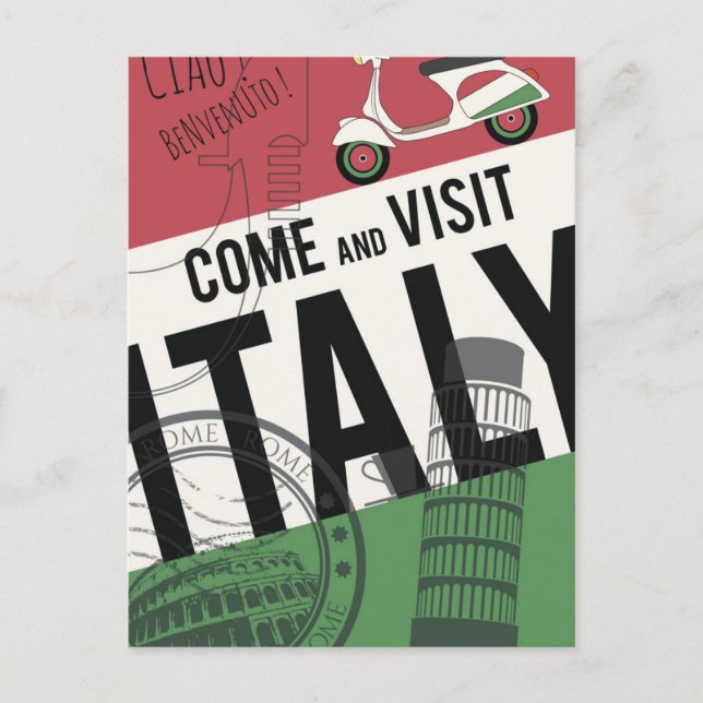 Postal Venga y visite Italia (Anverso)