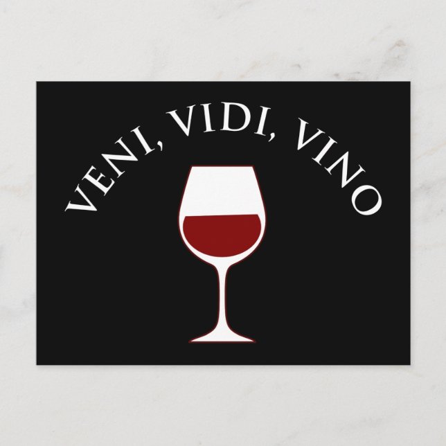 Postal Veni, Vidi, Vino Funny Wine Lover Latin Phrase (Anverso)