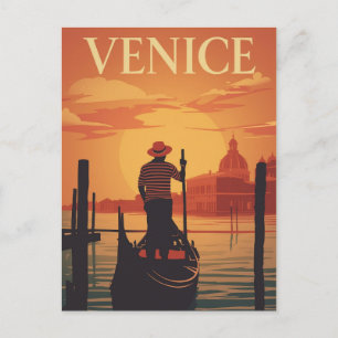 Postal Venice Gondola Sunset
