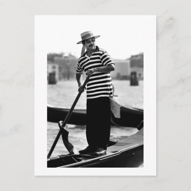 POSTAL VENICE GONDOLIER CON GORRA (Anverso)