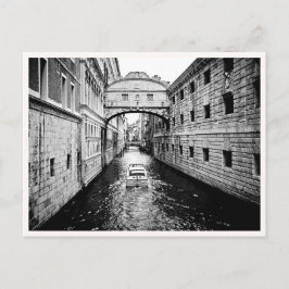 Postal Venice Italy Canal Boat Black & White