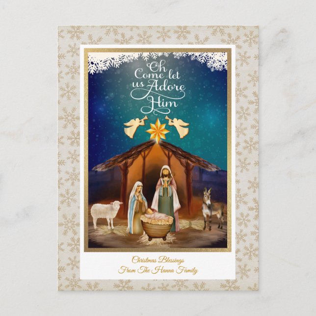 Postal "Venid, Adoremosle" Natividad Navidad (Anverso)