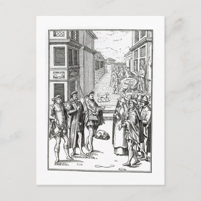 Postal Venta del pregonero, después de un grabar en (Anverso)