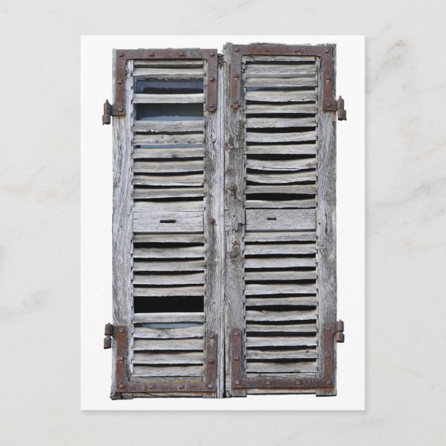 Postal Ventana cerrada con viejas contraventanas de mader (Anverso)