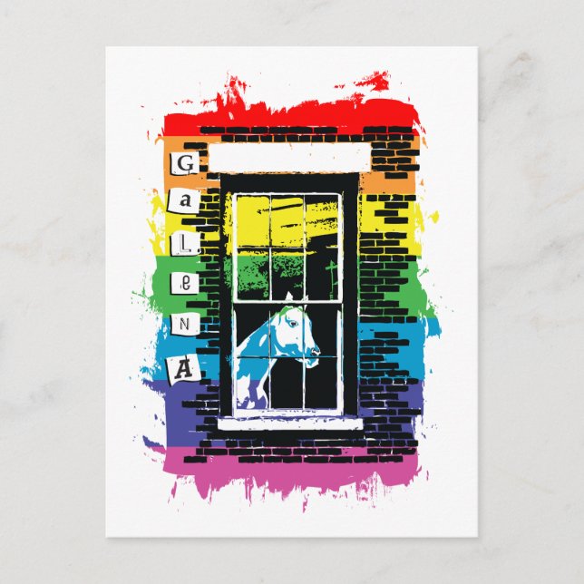 Postal ventana de arcoíris caballo galena (Anverso)