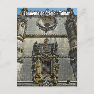 Postal Ventana de Chapter House en Tomar. Portugal
