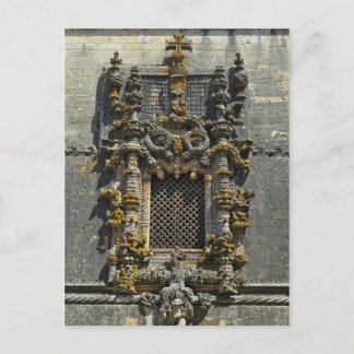 Postal Ventana de Chapter House en Tomar. Portugal