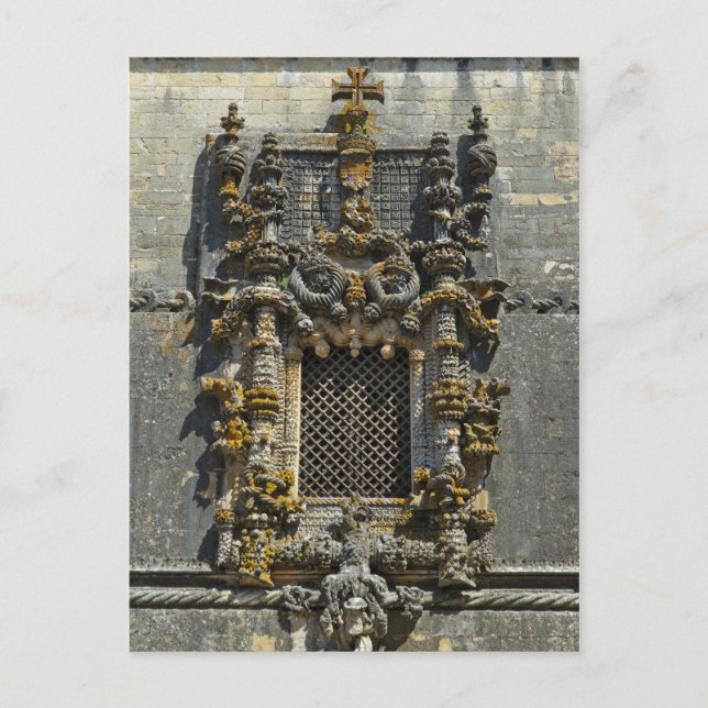 Postal Ventana de Chapter House en Tomar. Portugal (Anverso)