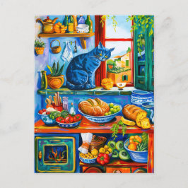 Postal Ventana de cocina del gato