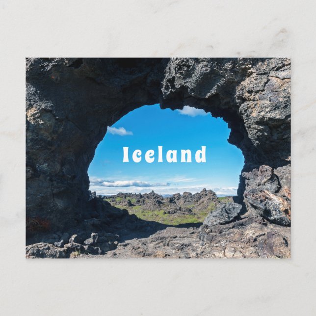 Postal Ventana de lava en Dimmuborgir, zona de Myvatn - I (Anverso)