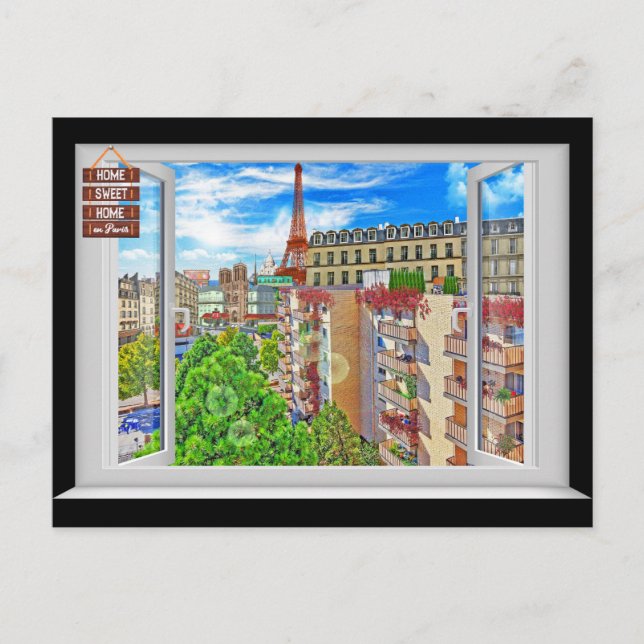 Postal ventana de París (Anverso)