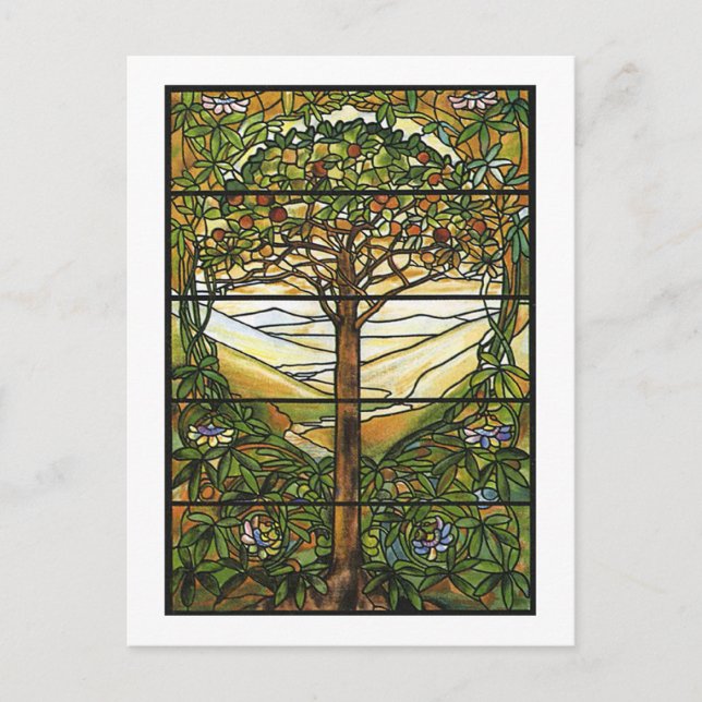 Postal Ventana de vidrio manchado de árbol de vida/tiffan (Anverso)
