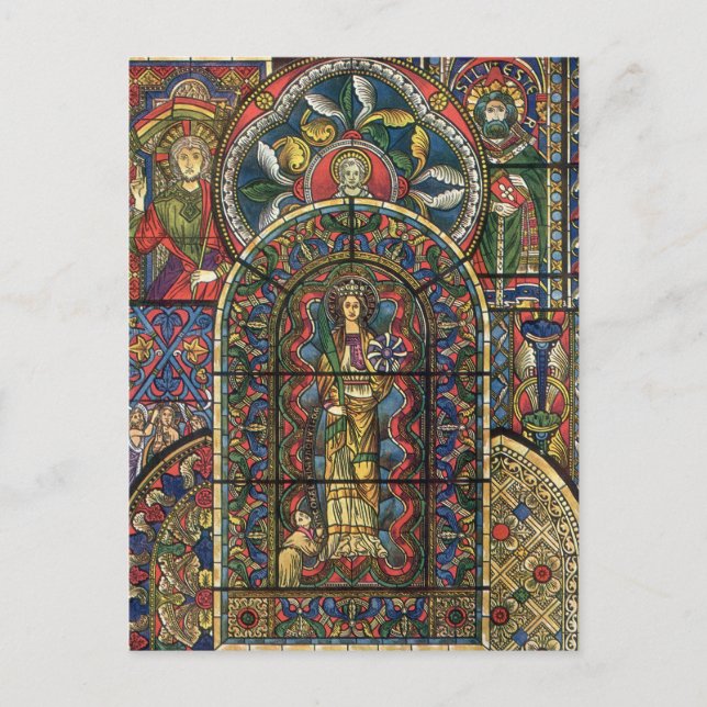 Postal Ventana de vidrio templado de la iglesia, arquitec (Anverso)