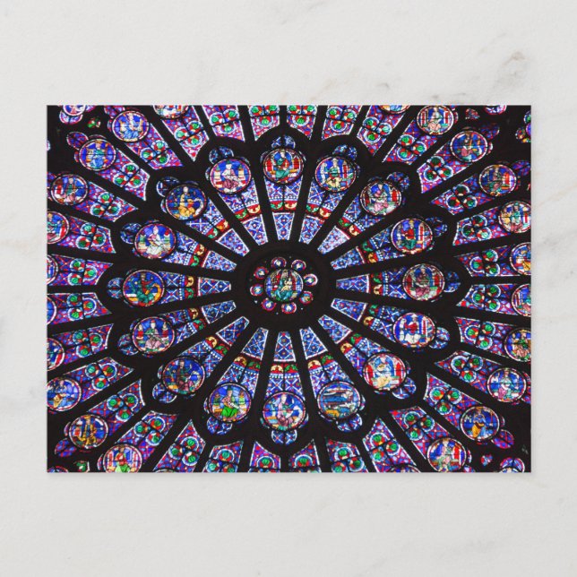 Postal Ventana de vidrio templado, Notre Dame, París (Anverso)