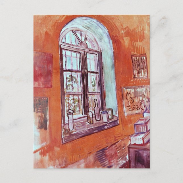 Postal Ventana del estudio de Vincent van Gogh en el asil (Anverso)