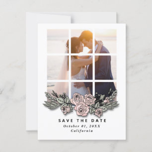 Postal Ventana elegante con boda de imágenes Guardar la f