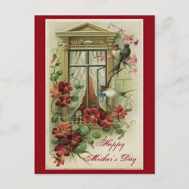 Postal Ventana floral vintage (Anverso)