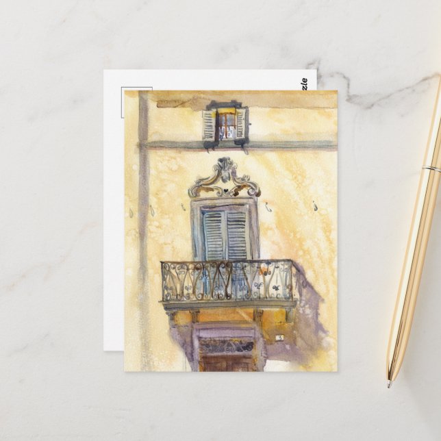 Postal Ventana italiana. Arte original de Sveta Mikhalevi (Anverso/Reverso In Situ)