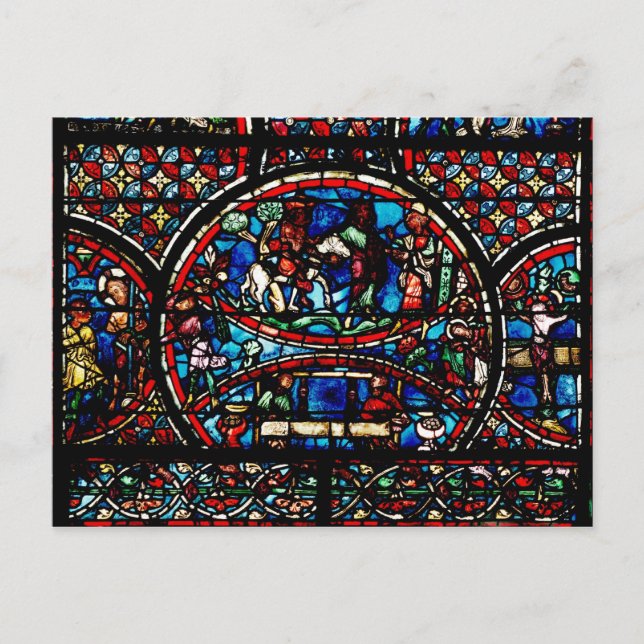 Postal Ventana que representa el buen samaritano (Anverso)