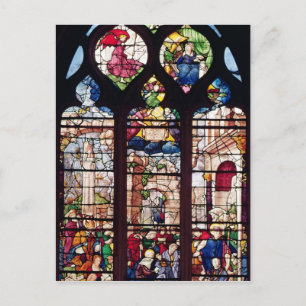 Postal Ventana que representa la Natividad