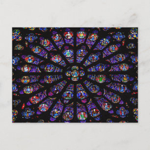 Postal Ventana Rosa sur en la Catedral de Notre Dame
