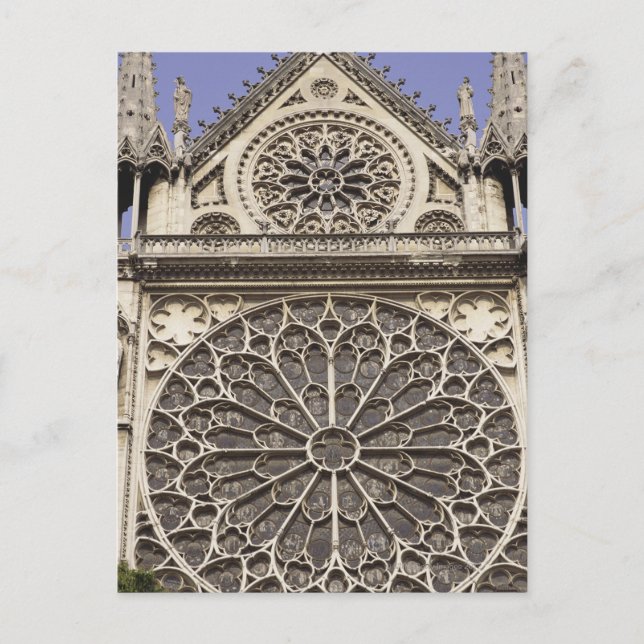 Postal Ventana Rosa sur en la Catedral de Notre Dame en (Anverso)